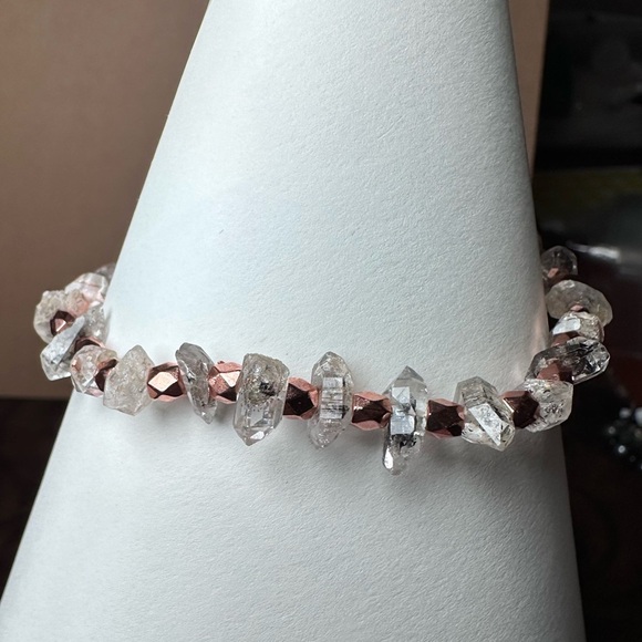 Herkimer NY quartz bracelet stretchy handmade - Picture 3 of 8